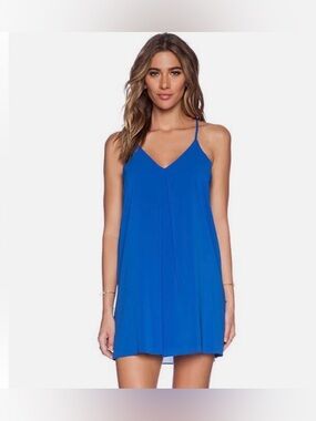 Alice + Olivia Fierra Slip mini dress blue silk
